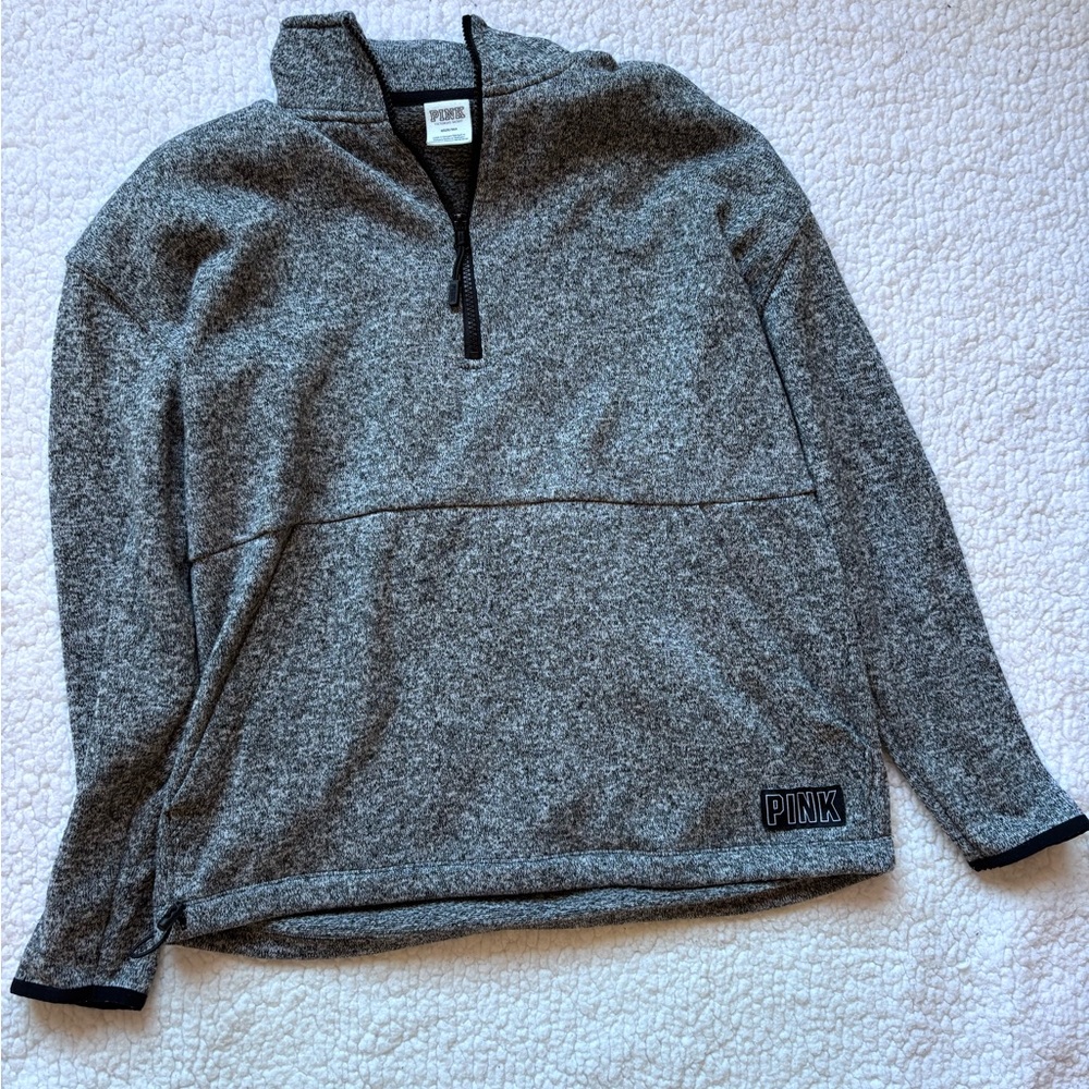 PINK Victoria's Secret Heather Gray Quarter-Zip Wonen’s Sweater